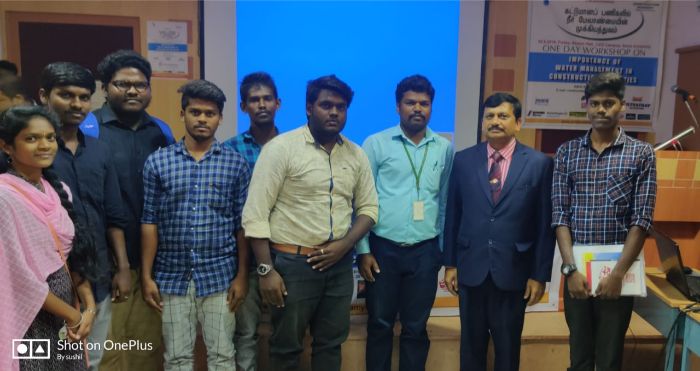 Workshop on “Importance of Water Management on Construction Activities” at Anna University, on 30 Aug 2019 
